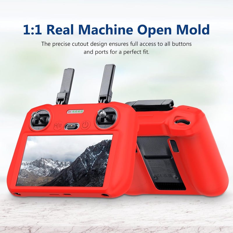 Reflex Camera Silicone Cover for DJI RC 2 Remote Control - Shockproof Protective Case for DJI Mavic Air 3, Lightweight & Durable. (Red) - Image 2